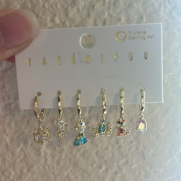 Gold plated dangle hoop Cinderella earrings. - Picture 2 of 2
